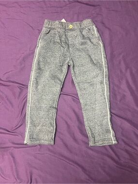 Carter's Gray Kids Track-Style Joggers with White Piping